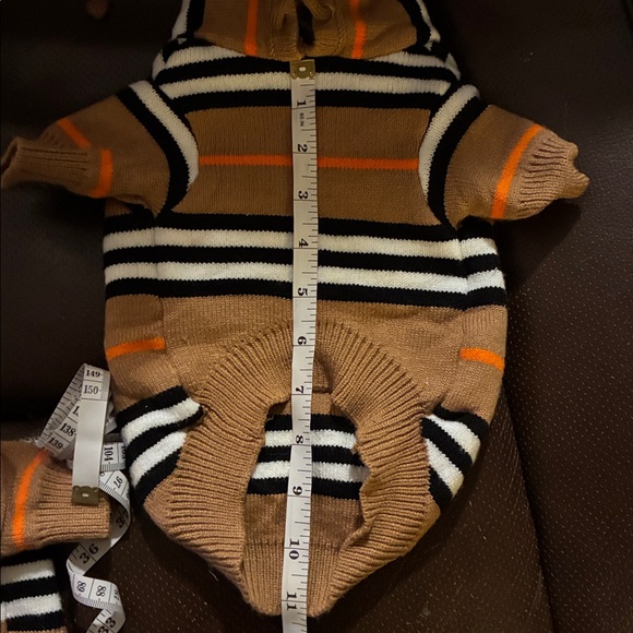 Burberry Striped Dog Sweater - Tan, Black, Orange - Picture 6 of 7